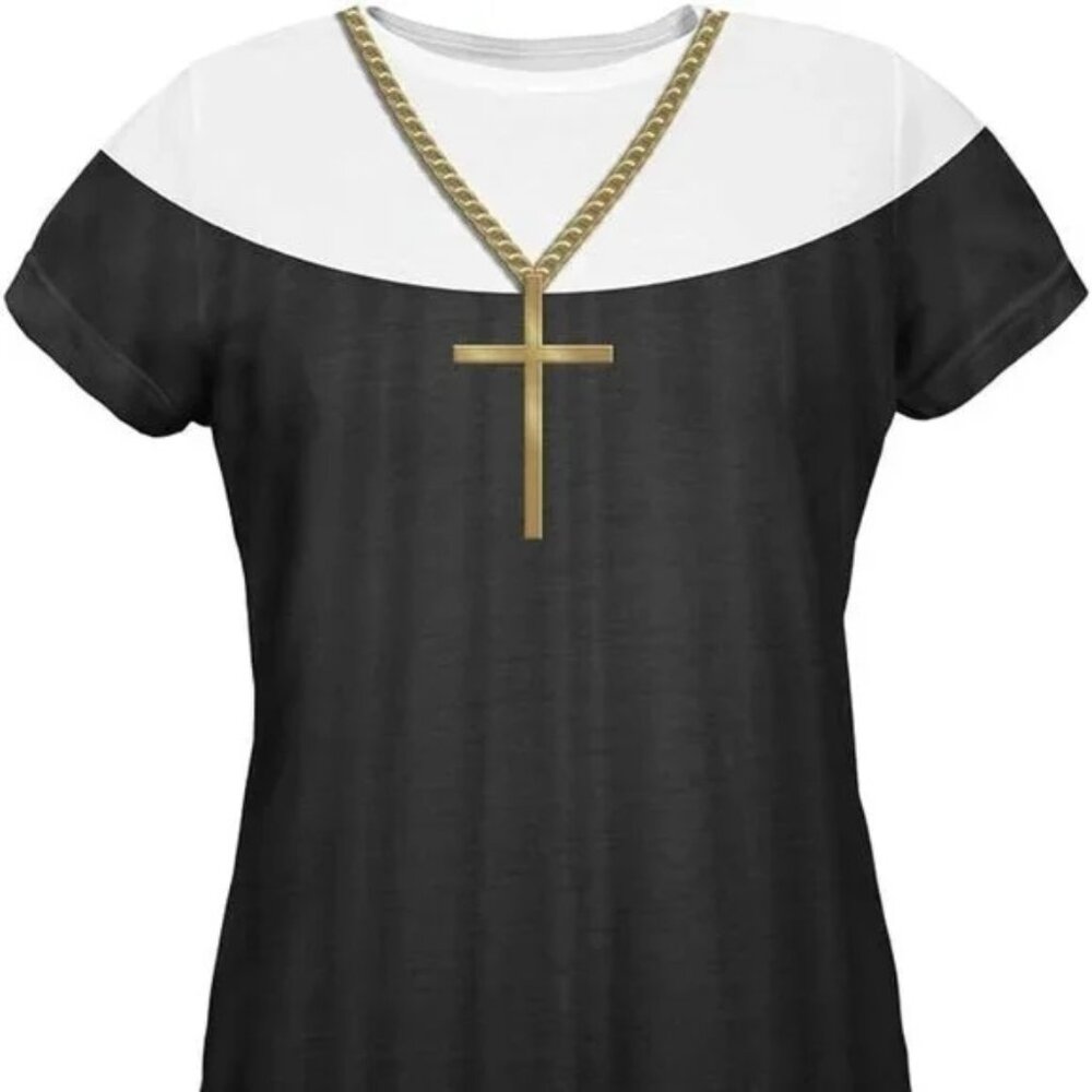 OLD GLORY Nun Habit Printed T-Shirt, Size XL